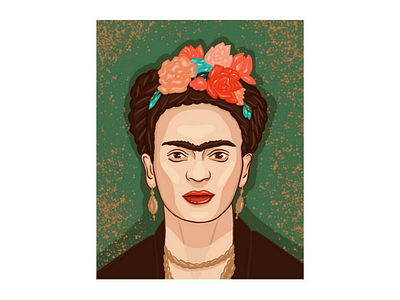 Frida art digital art digital illustration digital portrait drawing face flowers frida kahlo illustration illustrator portrait vector portrait woman portrait