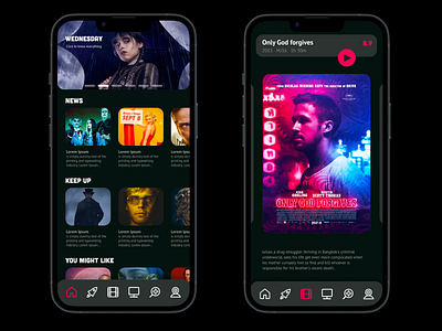 Cinema & TV Series App design concept branding cinema design experience graphic design homepage interface logo tv ui ux vector
