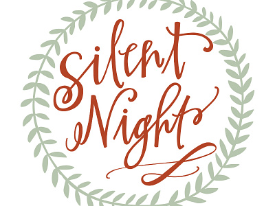 Silent Night christmas hand lettering laurel leaf silent night xmas