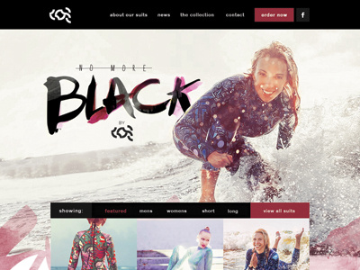 No More Black by Kos brush design fashion homepage kos landing page no more black surf ui water website wetsuit