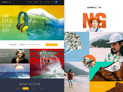 O'neill The Rebirth - WIP clean color design ecommerce flat homepage landing lifestyle surf ui website wetsuit