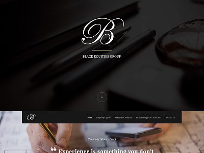 BEG black brochure business design full width graphic homepage properties scrolling ui webpage website