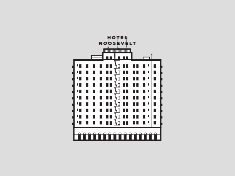 The Roosevelt Hotel Hollywood roosevelt minimal simple city los angeles hollywood architecture hotel illustration icon line art
