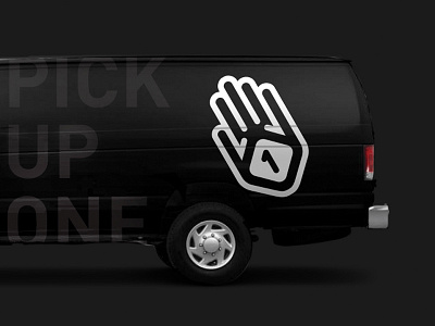 Pick Up One branding hand identity logo nonprofit ocean type vehicle wrap