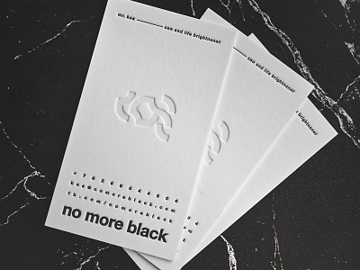 Business Cards - No More Black by KOS black blind business card design emboss marble print stationary type white