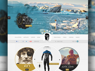 Oneill site 50years circles oneill surf ui water watercolor webpage website wetsuit