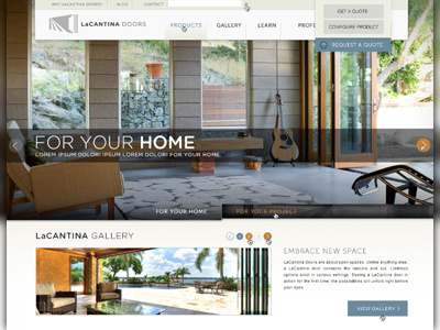 LaCantina Doors Website doors dropdown gallery home lacantina page photography products slider typography web webapge website