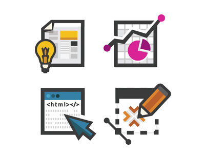 Icons agency browser chart code design development graph html icons illustrator light bulb logo marketing pencil photoshop pointer process strategy vector window