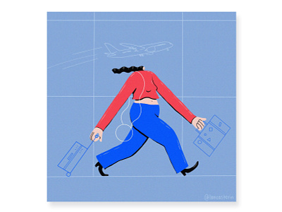 The Traveller airplane airport curvygirl flight illustration luggage procreate travel traveller travelling