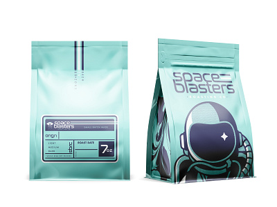 Spaceblasters Packaging astronaut branding coffee identity illustration package design sbrc space swtl swtldesignco ufo wordmark