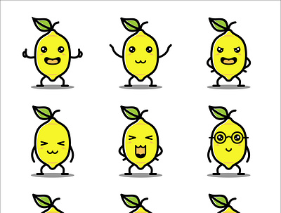 Cute Lemon Face Emoticon branding cute design emote emoticon emotion icon illustraion logo logos vector