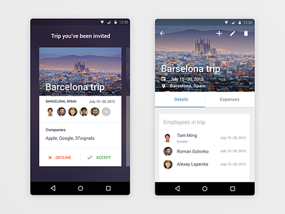 Trip Manager. Trip Details android material design trip details trips