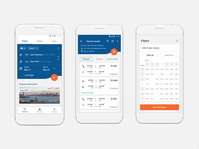 CheapOair. Rethink flight booking flow for one travel app booking concept filters flights payment details travel