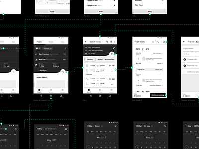CheapOair. Wireframes booking concept filters flights overflow payment details search travel wireframes