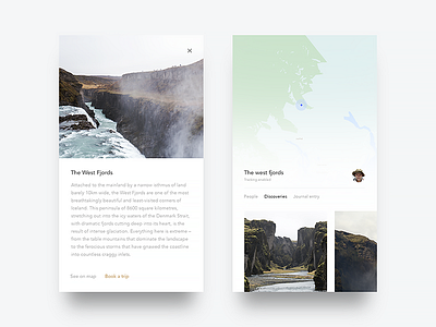 Wayfarer, Details and Map app booking explore minimal nature ocean reading sleek ui ux water wild