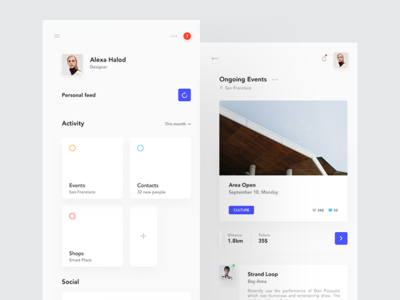 Cisco - Personal Activity app cards clean dark event ios map minimal mobile social ui ux
