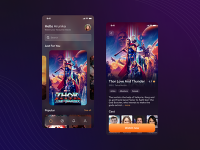 Movie streaming app concept