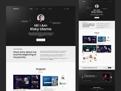 Risky - Personal Portofolio animation branding dekstop design design figma figmadesign graphic design indonesia logo personal branding portofolio design portofolio website product design risky utm ui uiux user experience user interface ux web design