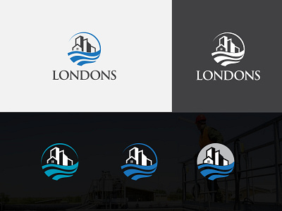 LONDONS blue logo branding branding design building logo circle logo colorful graphic design illustration logo logo design real estate real estate agency real estate logo vector water logo water wave wave logo