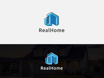 REAL HOME blue blue logo branding design building logo colorful construction logo door logo dribbble flat design gradient logo home logo logo logodesign minimal real estate logo typography vector