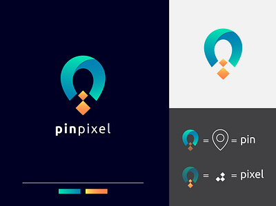 Pin pixel abstruct logo blue logo branding design colorful dribbble flat logo gradient logo graphicdesign icon logo logo design pin logo pixel pixel art pixel icons pixel logo vector