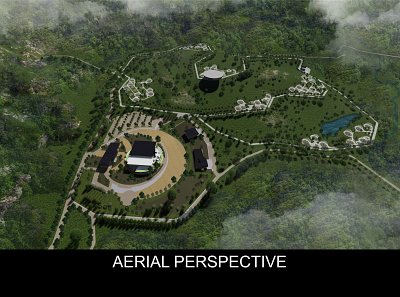 Aerial Perspective of an Aviary and Zoo Project aerial perspective architecture design illustration