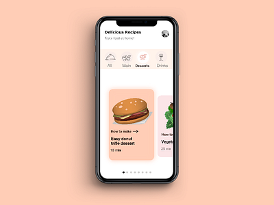 Delicious Recipes App UI app design flat icon minimal ui ux