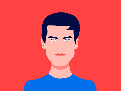 man with blue t shirt illustration