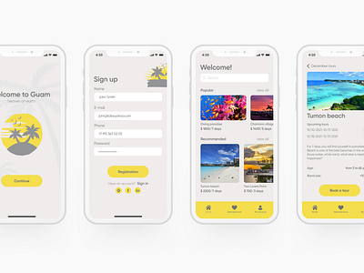 Travel app in Pantone colors 2021