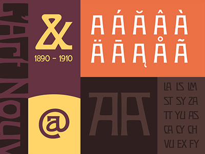 Art Nouveau type - ampersand & other characters alphabet ampersand art nouveau font jugendstil letters revival type typography
