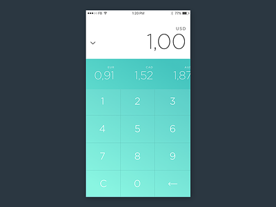 DailyUI Challenge 004 calculator currency dailyui gradient green ios minimal mobile app ui