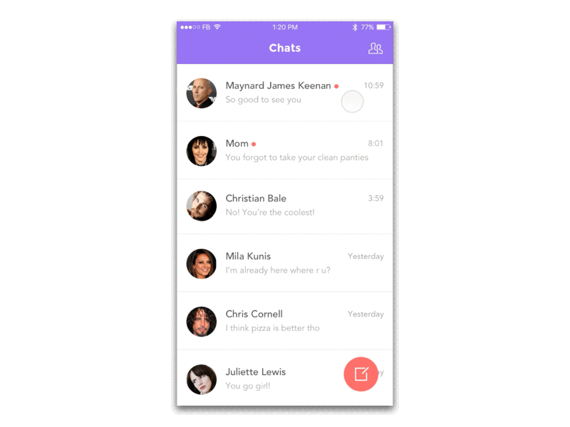 DailyUI Challenge 013 - Direct messaging app chat direct messaging flat message minimal