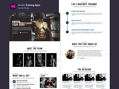 Health and Gym Training Website creative design design gym gym app health landing page landing page design training training app ui ui design ux web website xd