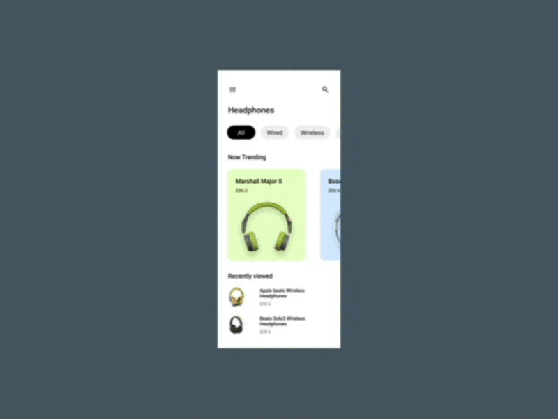 Motion design #1 - Selling Headphones UI