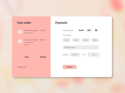 Daily UI 002. Payment form checkout form dailyui dailyui002 design fragrances payment form ui uidesign