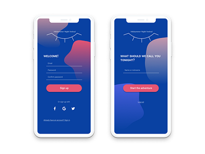 DailyUI 001. Sign up to the festival app.