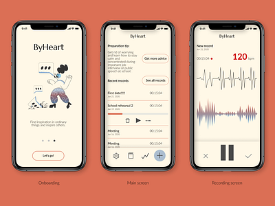 ByHeart. Heartrate tracker app app concept concept heartrate product design ui uidesign