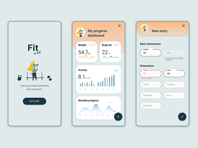 Body dimensions tracker app app app concept concept dashboard dashboard design design ui uidesign
