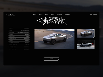 Tesla Cybertruck main page redesign concept car conceptual cybertruck dark theme dark ui design redesign tesla ui uichallenge ux web web design