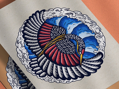 Brave Heron animal forsale graphic manasuka merchandise tshirt art tshirtdesign wave