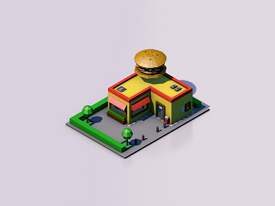 Isometric Fast Food (1/9) 3d cinema4d city graphicdesign icon isometric map shop store street town