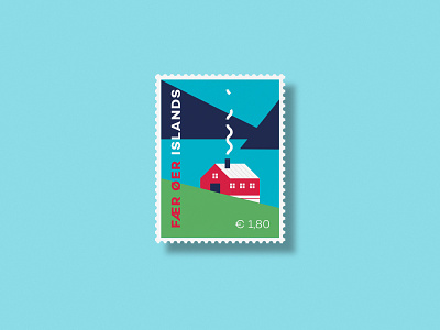 Fær Øer Islands - Postage Stamp badge flat geometry graphicdesign icon illustration logo minimal stamp vector