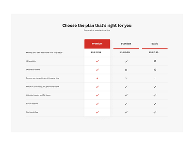 Plan Choosing branding choose compare comparison cta design digital ecommerce minimalism plan red search typography ui ux web