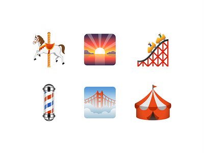 Emoji: Places color design emoji icon illustration vector