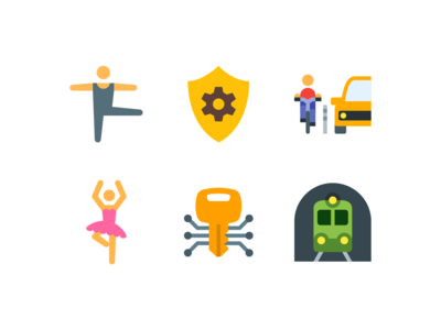 Сolor style icons ballerina color design emoji icon illustration security train ui ux vector