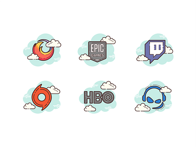 Cloud: logos branding color design epic games firefox hbo icon illustration logo logos logosai logotype origin teamspeak twitch ui ux vector