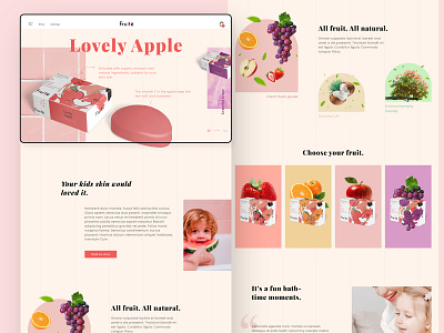 Fruite - Landing page concept fruits kids landingpage packaging design pastel ui ux web design