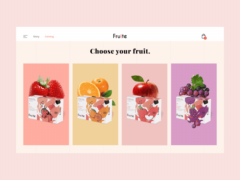 Fruite - Web Interaction Concept after effects box design carousel catalog figma illustration interaction design kids packaging design pastel pastel colors product page shop slider soap ui ux user experience user interface web design