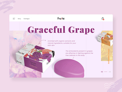 Fruite - Homepage design UI Exploration homepage illustration kids soap pastel purple ui ux ui design user inteface web design