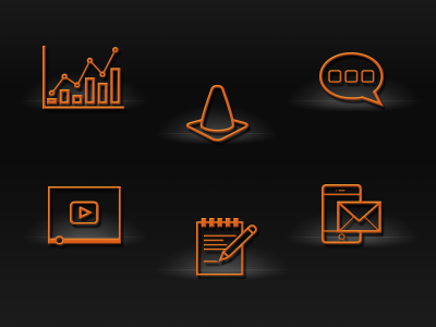 Linecons blog cone contact fitness icon linecon social stats traffic cone vector video